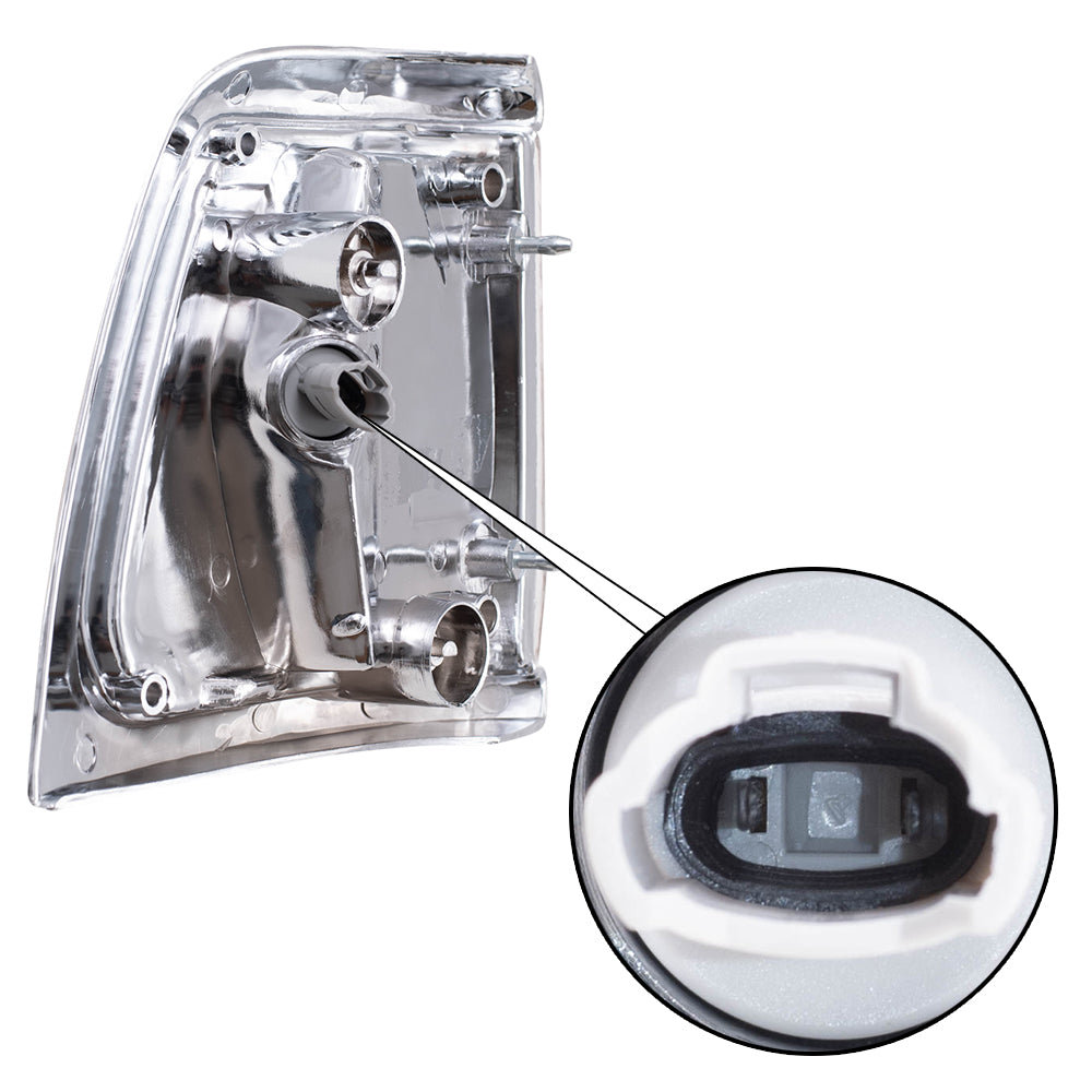 Brock Replacement Drivers Park Signal Corner Marker Light Lamp with Chrome Trim Compatible with 89-91 Pickup Truck 8162089177