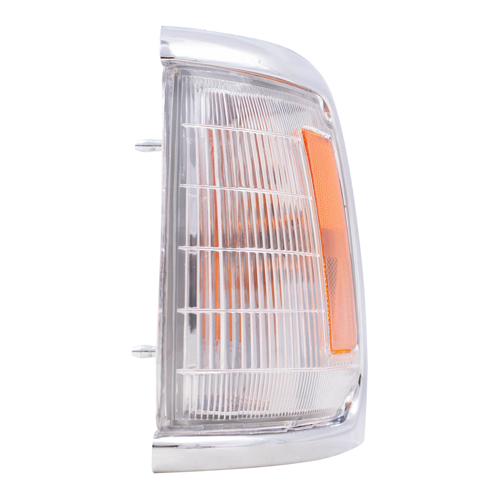 Brock Replacement Drivers Park Signal Corner Marker Light Lamp with Chrome Trim Compatible with 89-91 Pickup Truck 8162089177