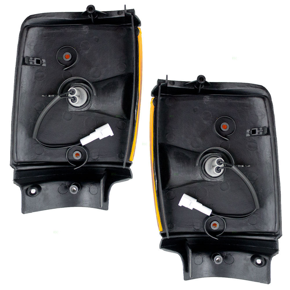 Brock Replacement Driver and Passenger Park Clearance Lights Lamps with Black Trim Compatible with 87-88 Pickup Truck 8162089162 8161089162