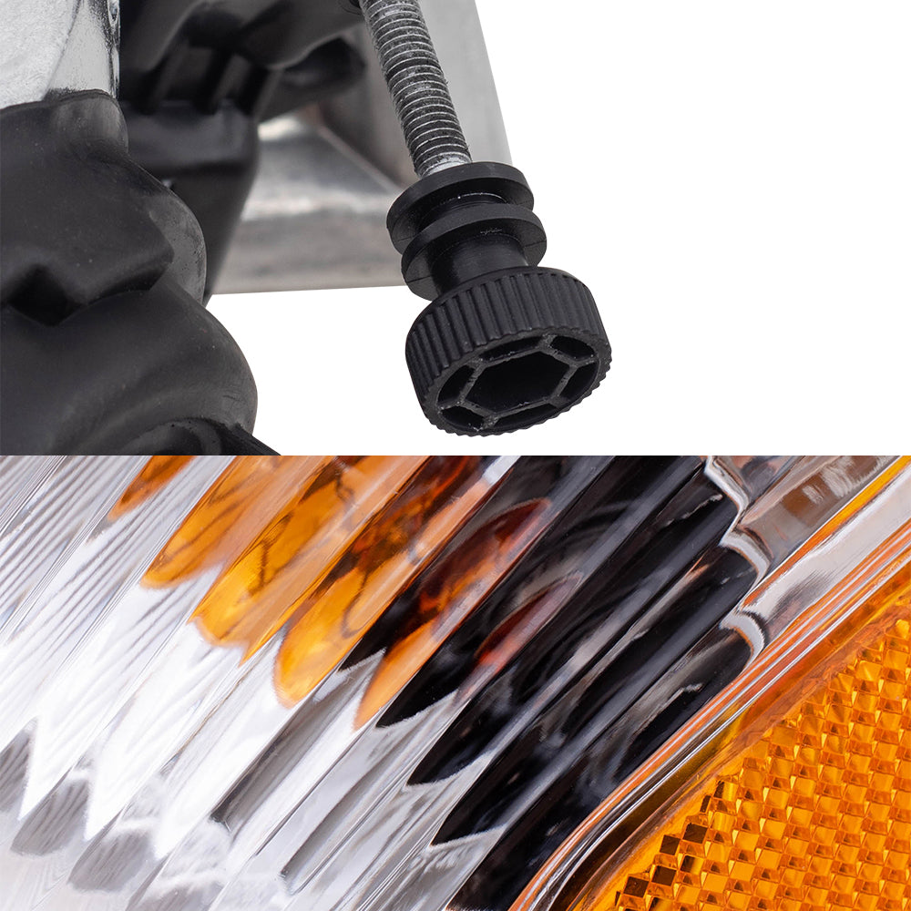 Brock Replacement Driver and Passenger Side Halogen Headlight Assemblies and Park Signal Light Assemblies 4 Piece Set Compatible with 1997-1999 Camry