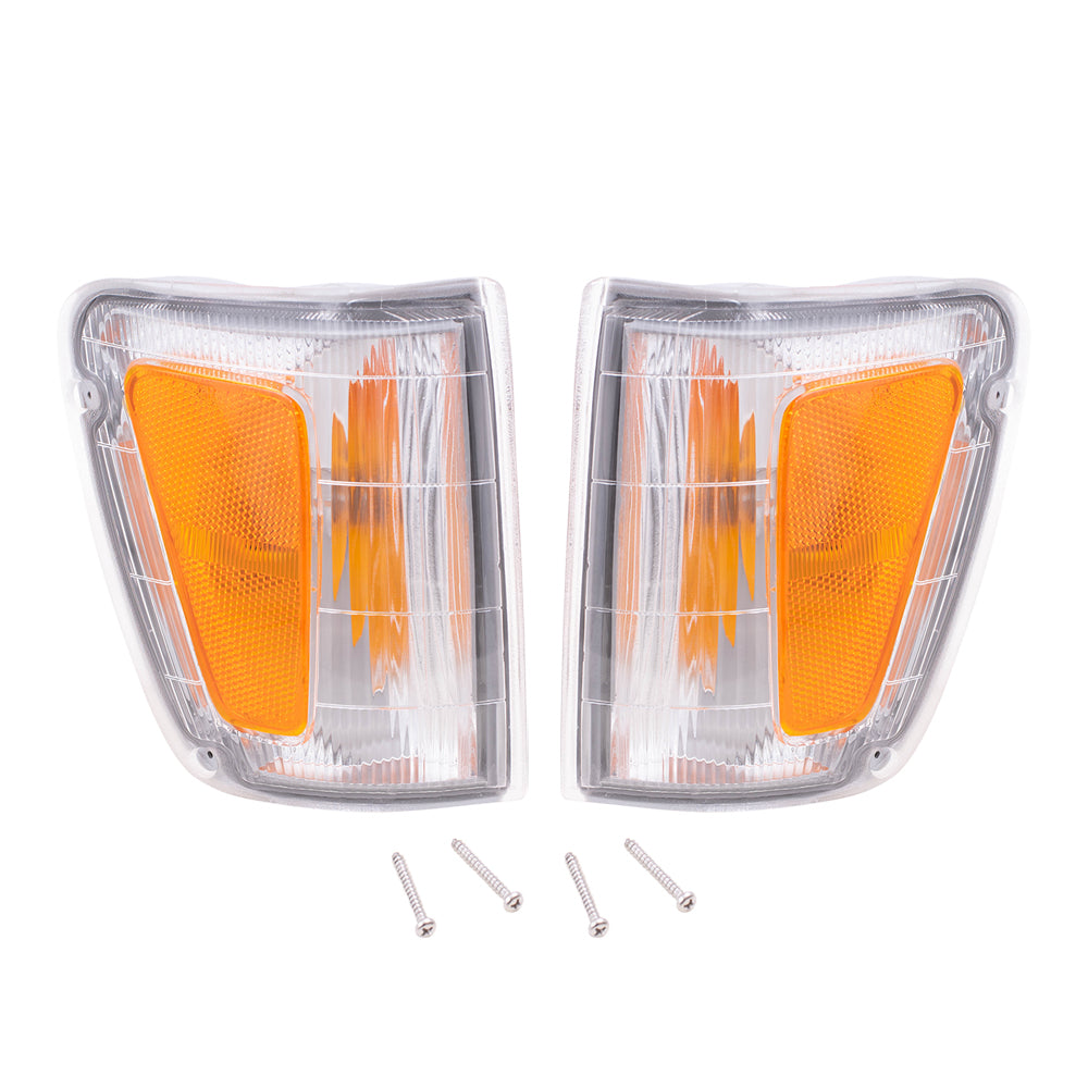 Brock Replacement Set Driver and Passenger Park Signal Corner Marker Lights Fender Mounted Lens Compatible with 1993-1998 T100 Pickup Truck 8162034010 8161034010