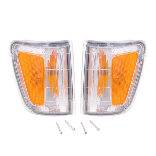 Brock Replacement Set Driver and Passenger Park Signal Corner Marker Lights Fender Mounted Lens Compatible with 1993-1998 T100 Pickup Truck 8162034010 8161034010