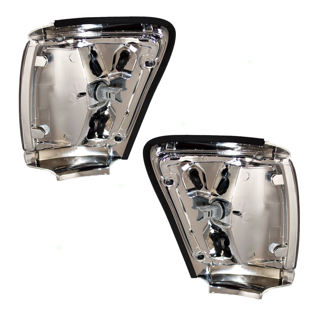 Brock Replacement Set Driver and Passenger Park Clearance Lights Lamps with Chrome Trim Compatible with 1992-1995 4Runner 8162035201 8161035201