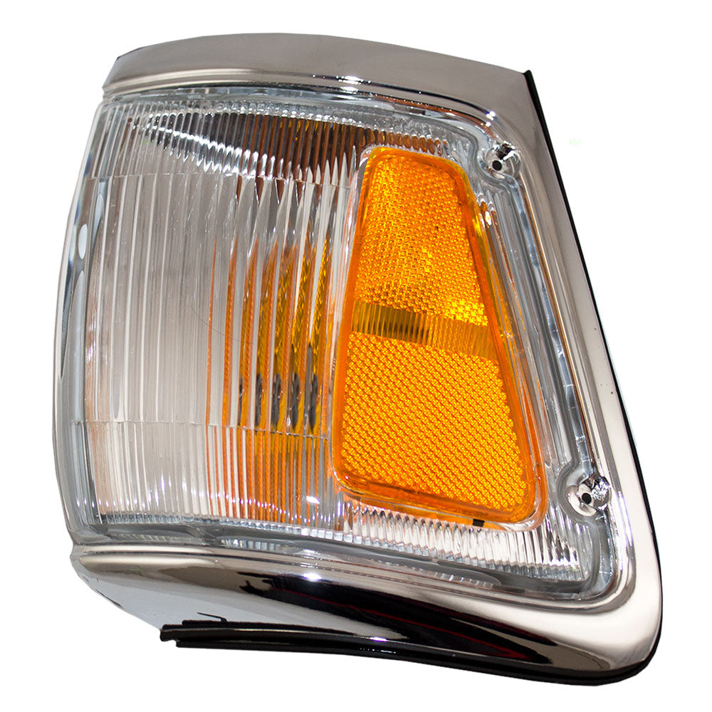 Brock Replacement Passengers Park Clearance Light Lamp with Chrome Trim Compatible with 92-95 Pickup Truck 8161035201