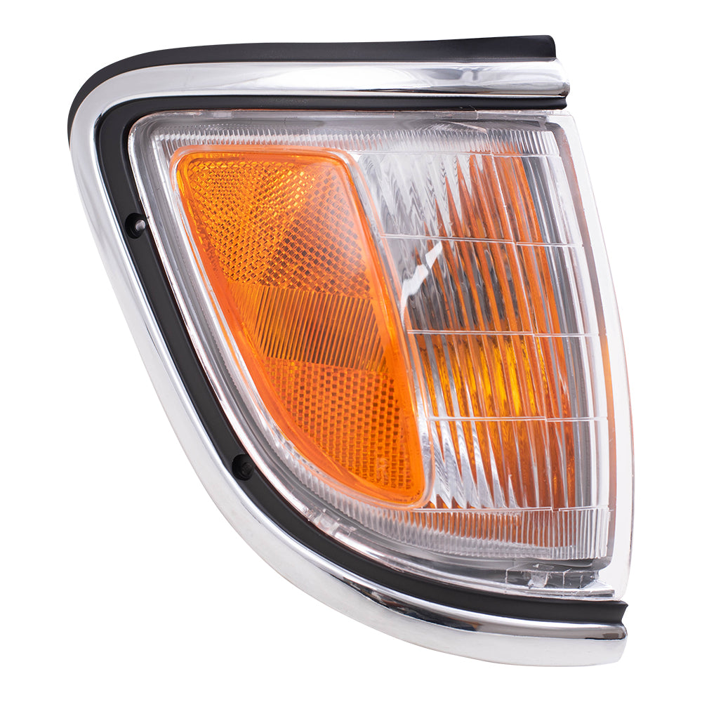 Brock Replacement Set Driver and Passenger Park Signal Side Marker Lights with Chrome Trim Compatible with 1995-1996 2-Wheel Pickup Truck 81620-04020 81610-04020