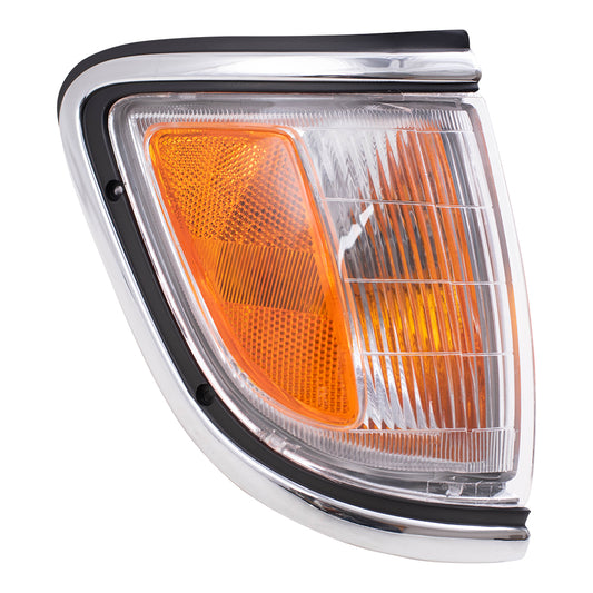 Brock Replacement Passengers Park Signal Side Marker Light Lamp with Chrome Trim Compatible with 1995-1996 Tacoma 2-Wheel Drive Pickup Truck 81610-04020