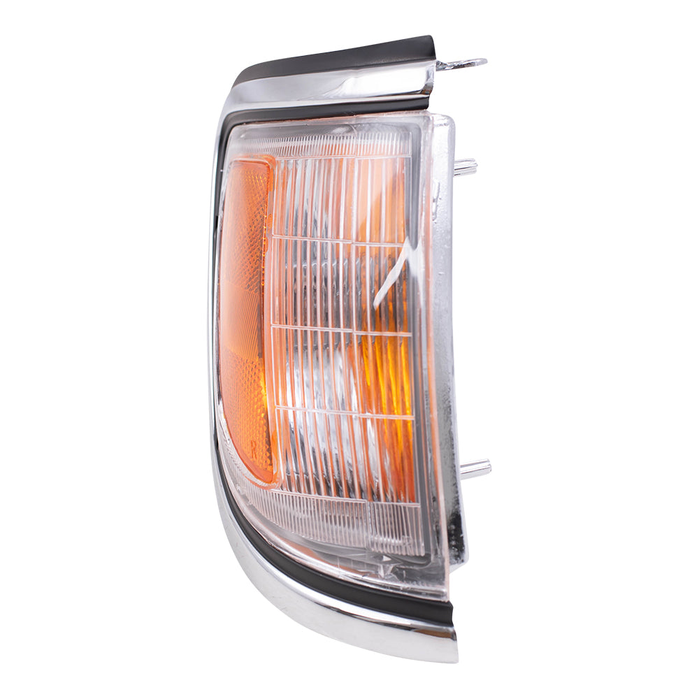 Brock Replacement Set Driver and Passenger Park Signal Side Marker Lights with Chrome Trim Compatible with 1995-1996 2-Wheel Pickup Truck 81620-04020 81610-04020