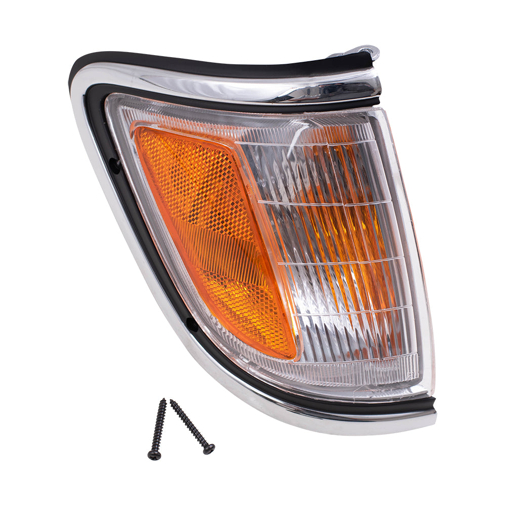 Brock Replacement Passengers Park Signal Side Marker Light Lamp with Chrome Trim Compatible with 1995-1996 Tacoma 2-Wheel Drive Pickup Truck 81610-04020