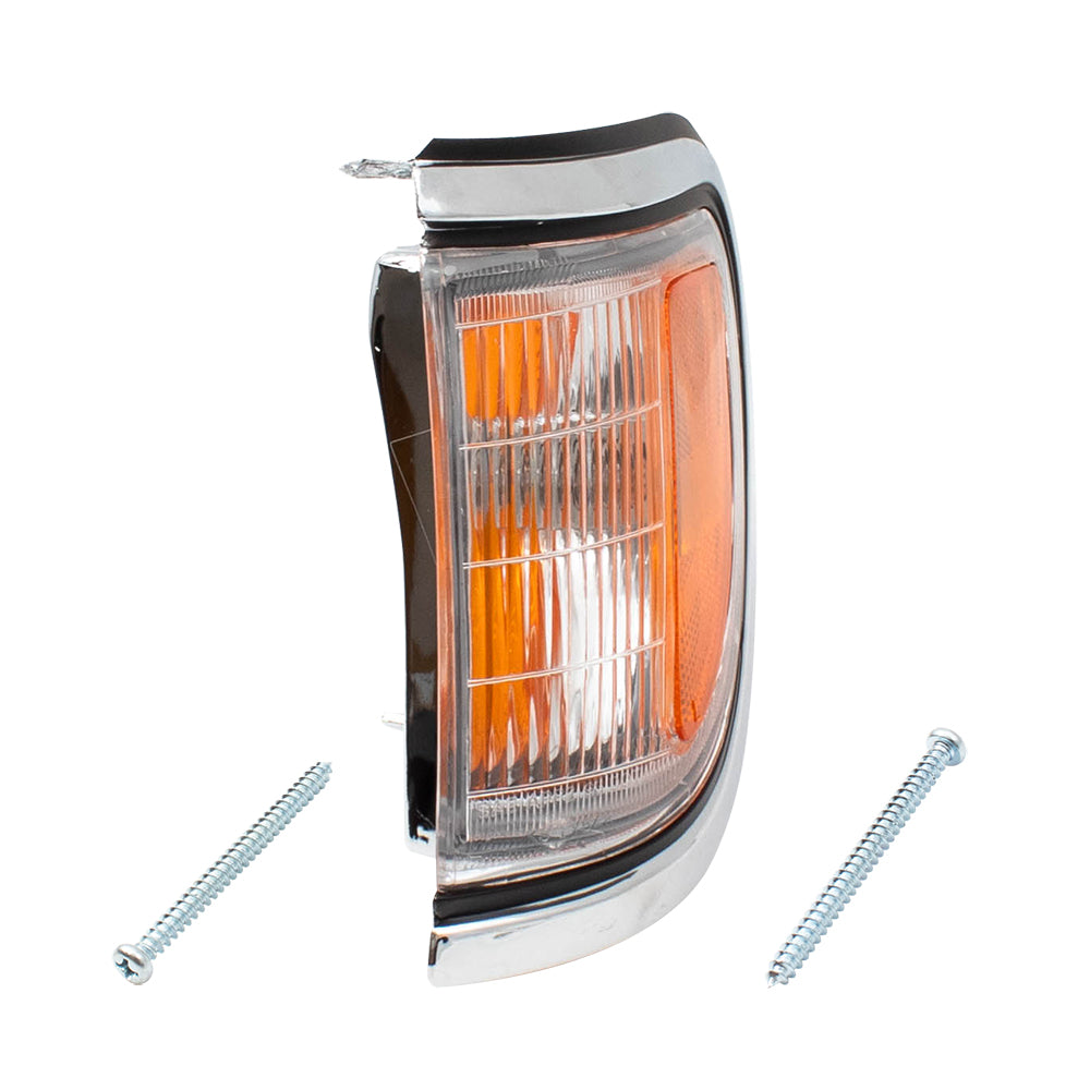 Brock Replacement Drivers Park Signal Corner Marker Light Lamp with Chrome Trim Compatible with 95-97 Pickup Truck 8162004040