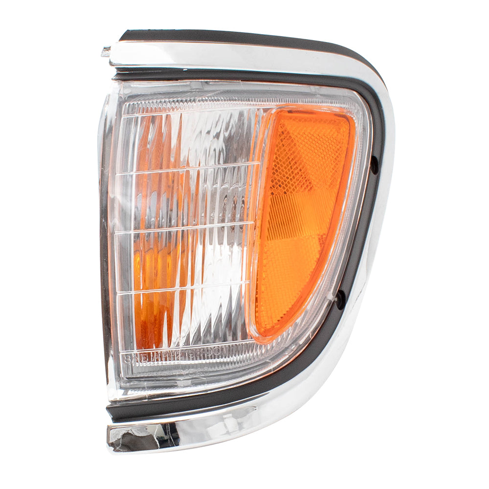 Brock Replacement Driver and Passenger Park Signal Corner Marker Lights Lamps with Chrome Trim Compatible with 1995-1997 Pickup Truck 8162004040 8161004040