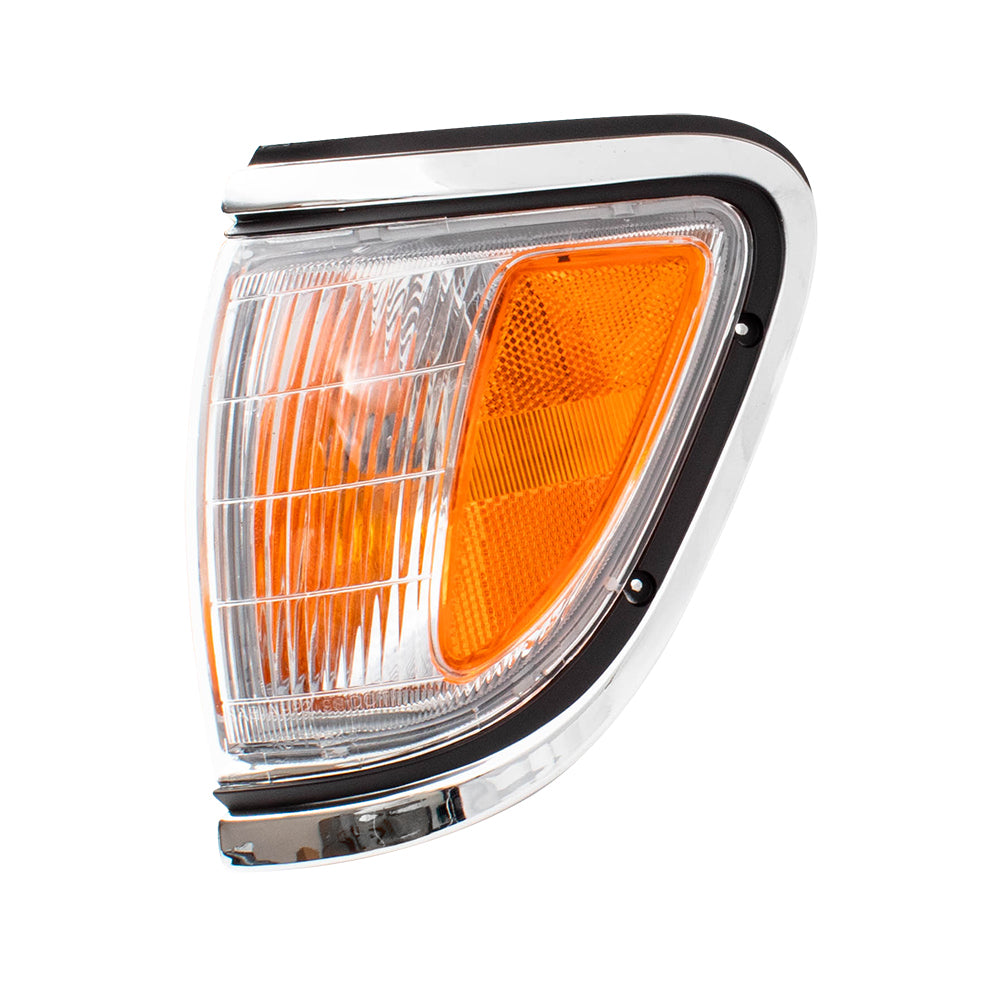 Brock Replacement Drivers Park Signal Corner Marker Light Lamp with Chrome Trim Compatible with 95-97 Pickup Truck 8162004040