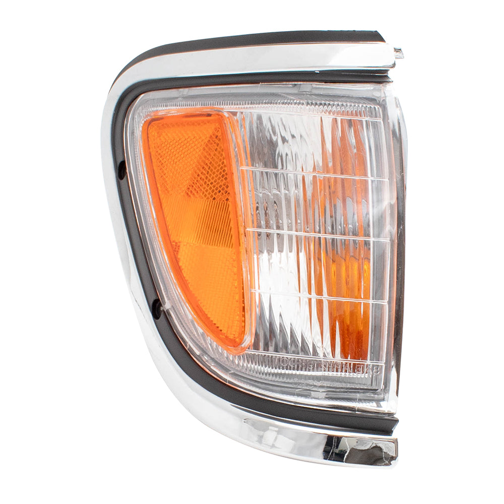 Brock Replacement Passengers Park Signal Corner Marker Light Lamp with Chrome Trim Compatible with 1995-1997 Pickup Truck 8161004040