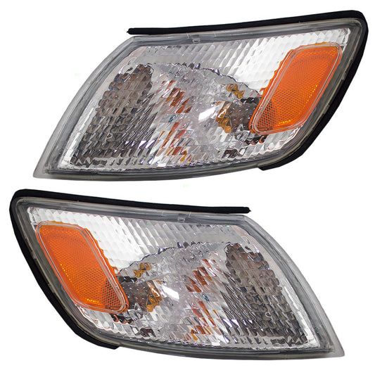 Brock Replacement Driver and Passenger Park Signal Corner Marker Lights Lamps Lenses Compatible with 97-99 ES300 8152033050 8151033050