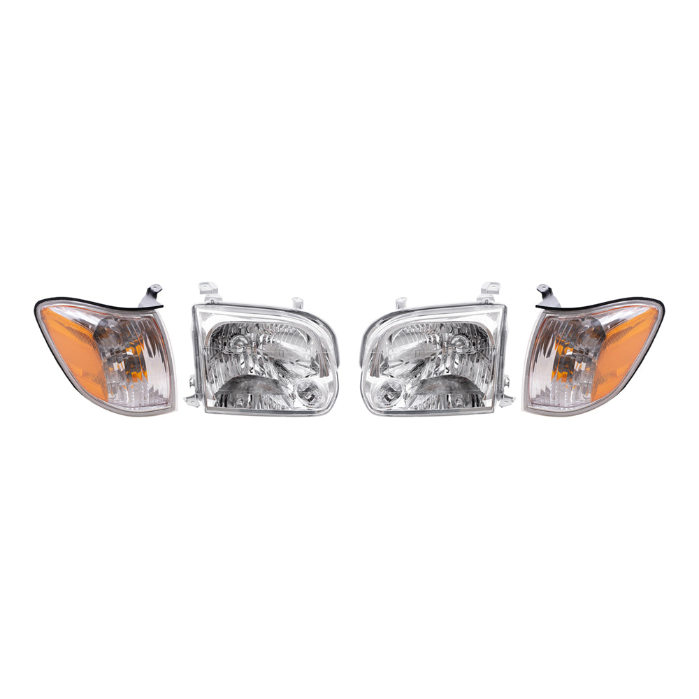 Brock 4 Pc Set of Headlights & Signal Lights for 2005-2007 Sequoia & 2005-2006 Tundra