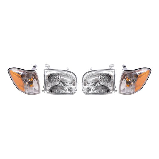 Brock 4 Pc Set of Headlights & Signal Lights for 2005-2007 Sequoia & 2005-2006 Tundra