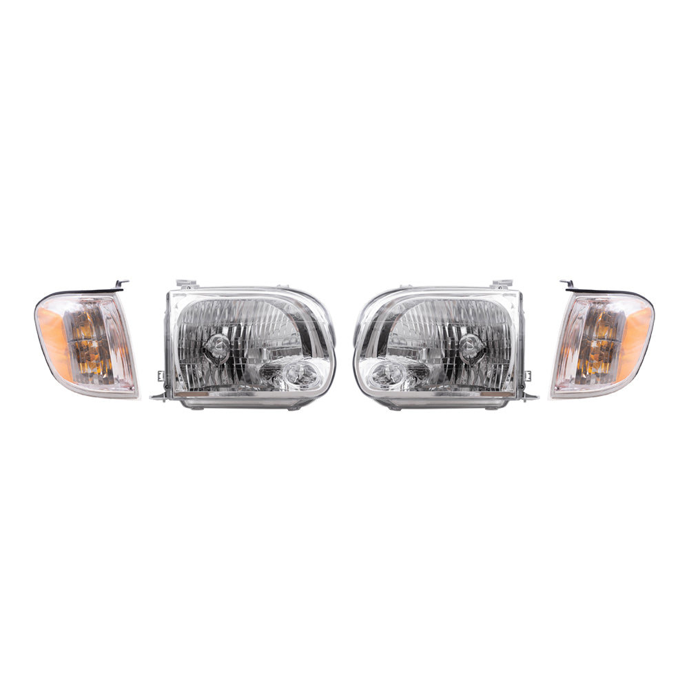 Brock 4 Pc Set of Headlights & Signal Lights for 2005-2007 Sequoia & 2005-2006 Tundra