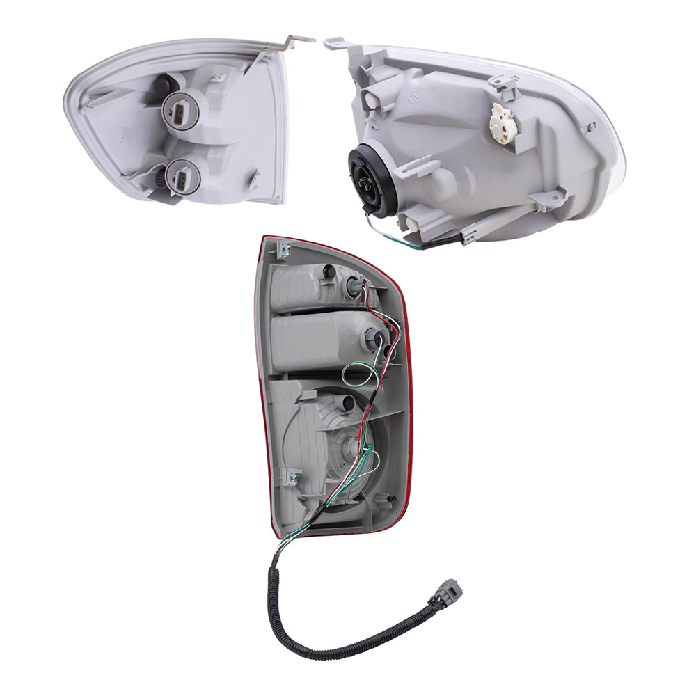Brock Replacement Driver and Passenger Side Halogen Headlight Assemblies, Signal Light Assemblies and Tail Light Assemblies 6 Piece Set Compatible with 2005-2006 Tundra Double Cab with Standard Bed