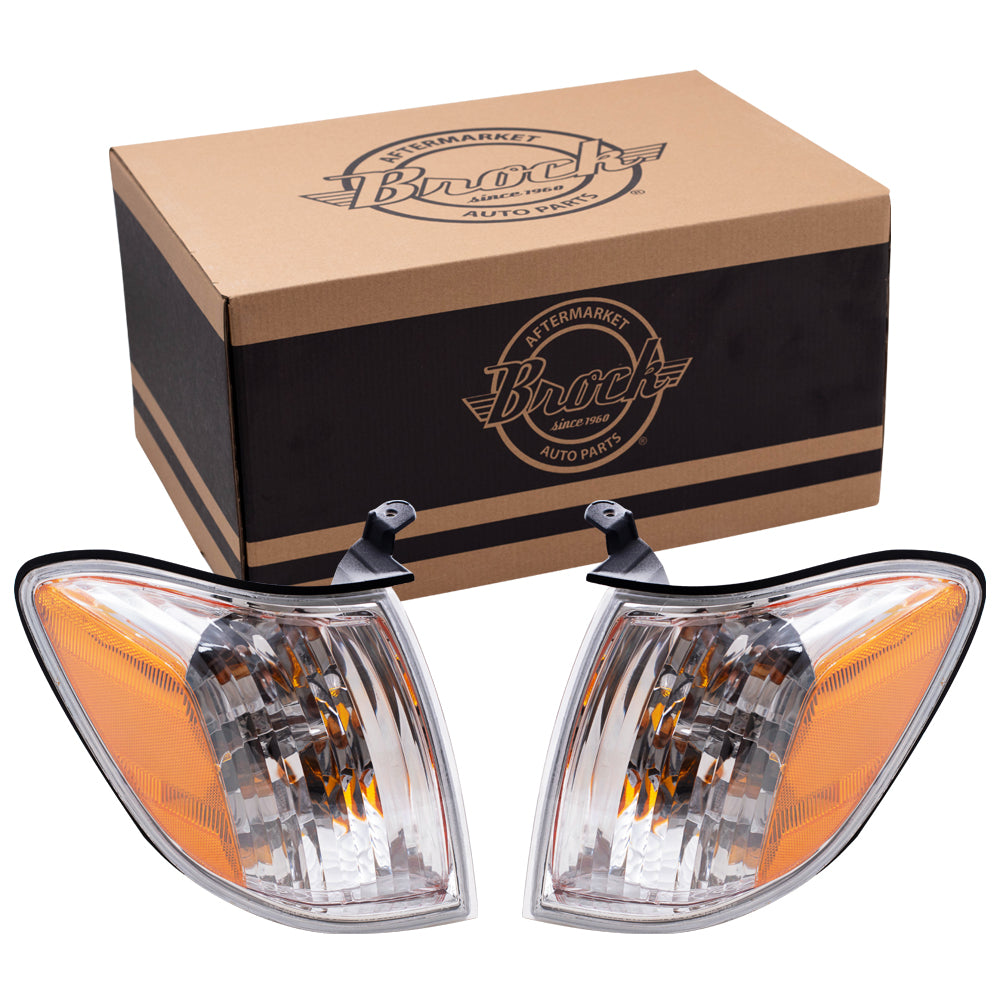 Brock Replacement Driver and Passenger Side Signal Light Assemblies Set Compatible with 2005-2007 Toyota Sequoia