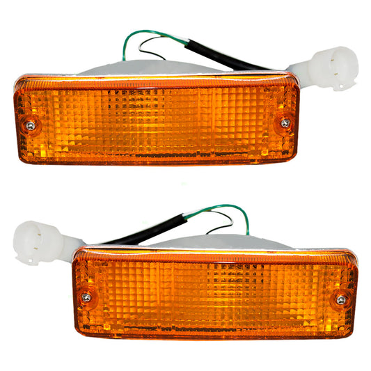 Brock Replacement Set Driver and Passenger Park Signal Front Marker Lights Bumper Mounted Lamps Compatible with 1984-1989 4Runner 1984-1988 Pickup Truck 8152089130 8151089130
