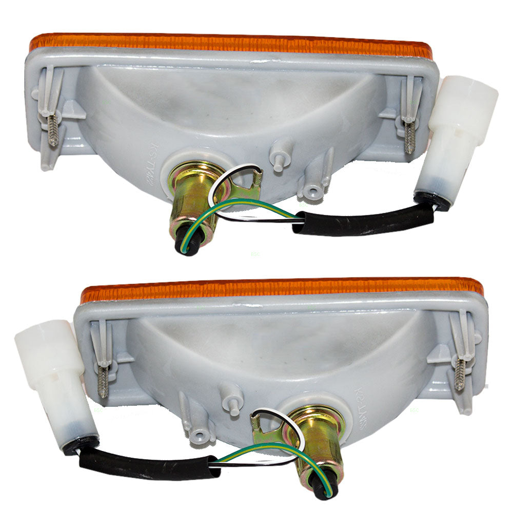 Brock Replacement Set Driver and Passenger Park Signal Front Marker Lights Bumper Mounted Lamps Compatible with 1984-1989 4Runner 1984-1988 Pickup Truck 8152089130 8151089130