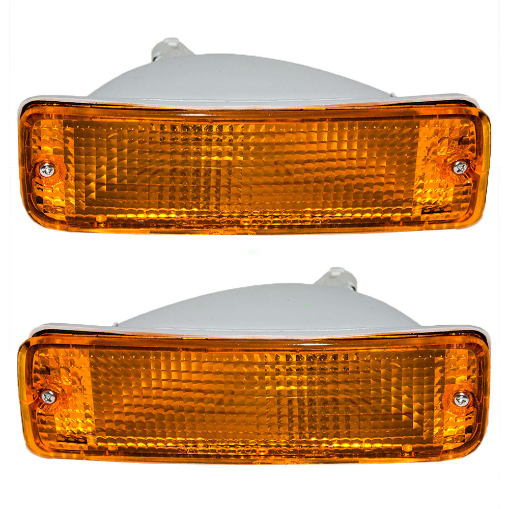 Brock Replacement Driver and Passenger Signal Front Marker Lights Lamps Compatible with 1989-1995 Pickup Truck SUV 8152089134 8151089134