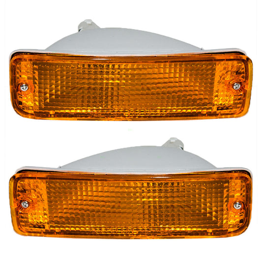Brock Replacement Driver and Passenger Signal Front Marker Lights Lamps Compatible with 1989-1995 Pickup Truck SUV 8152089134 8151089134