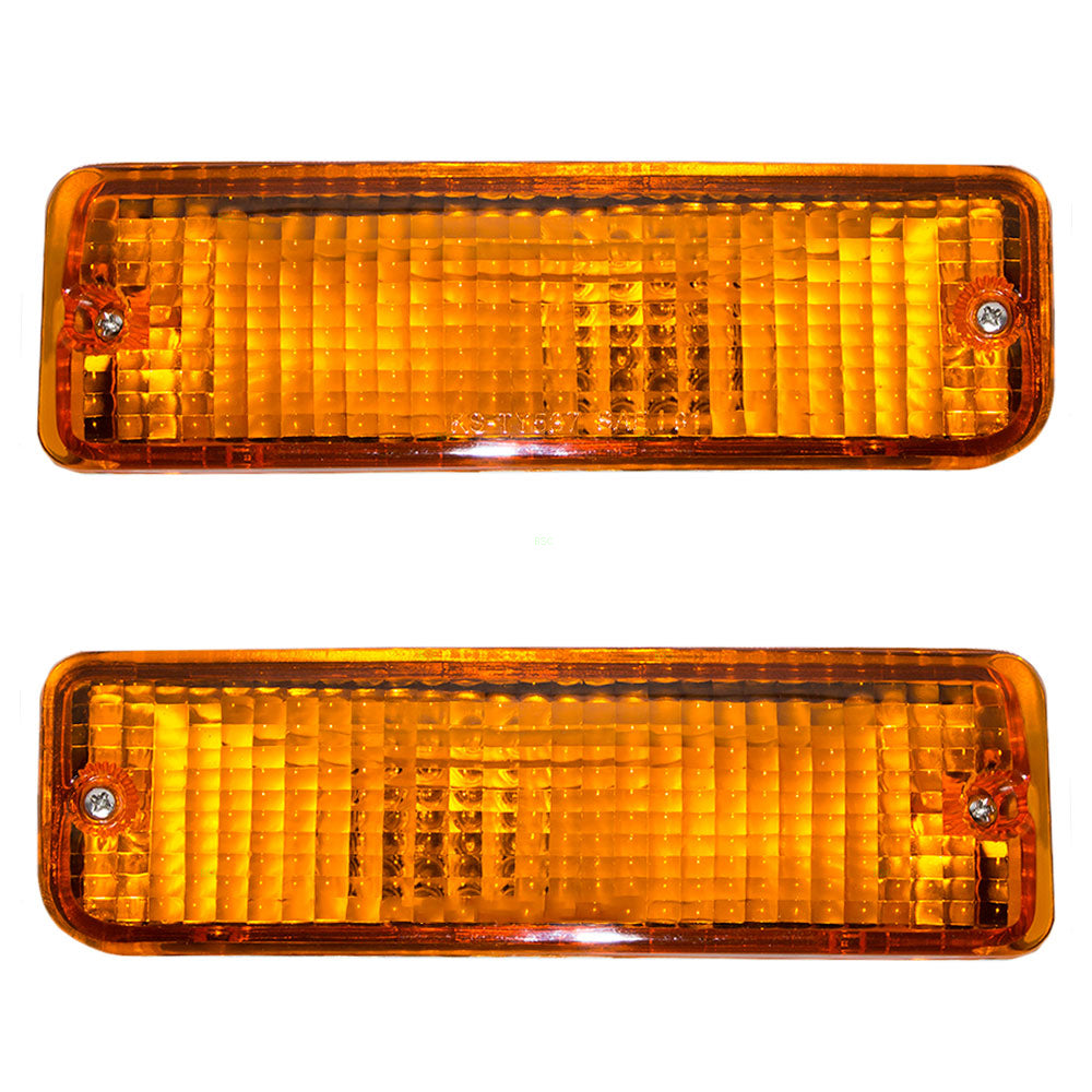Brock Replacement Driver and Passenger Front Signal Side Marker Lights Lamps Compatible with 93-98 Pickup Truck 8152034010 8151034010