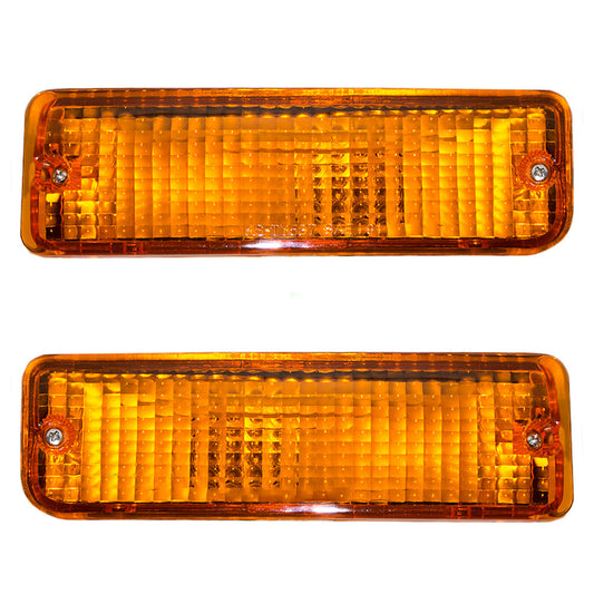 Brock Replacement Driver and Passenger Front Signal Side Marker Lights Lamps Compatible with 93-98 Pickup Truck 8152034010 8151034010