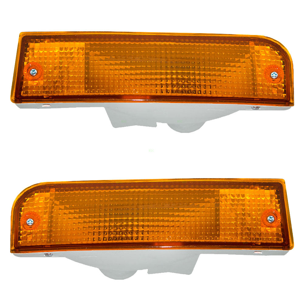 Brock Replacement Driver and Passenger Park Signal Front Marker Lights Lamps Lenses Compatible with 1992-1995 SUV 8152035080 8151035080
