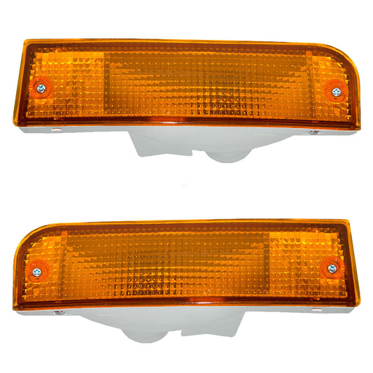 Brock Replacement Driver and Passenger Park Signal Front Marker Lights Lamps Lenses Compatible with 1992-1995 SUV 8152035080 8151035080