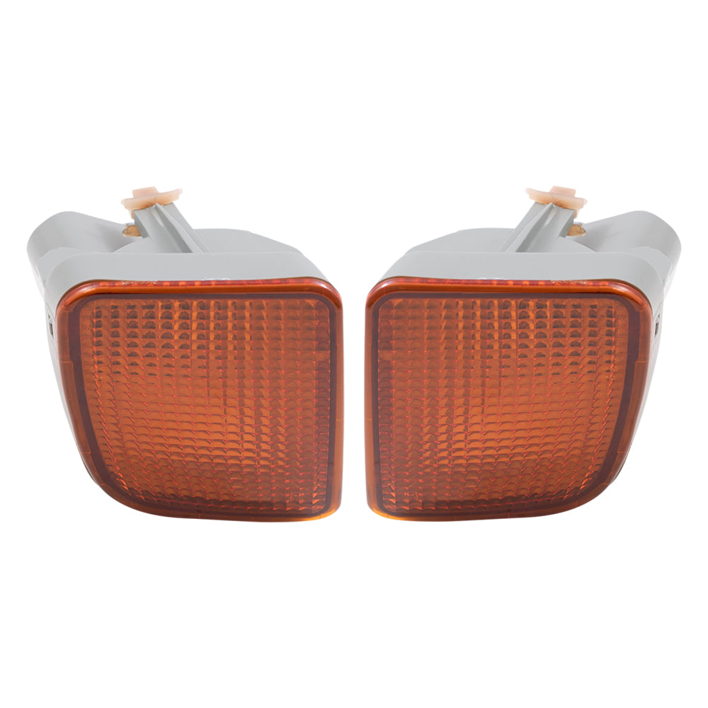 Brock Replacement Driver and Passenger Signal Front Marker Lights Lamps Compatible with 1998-2000 Pickup Truck 8152004010 8151004010
