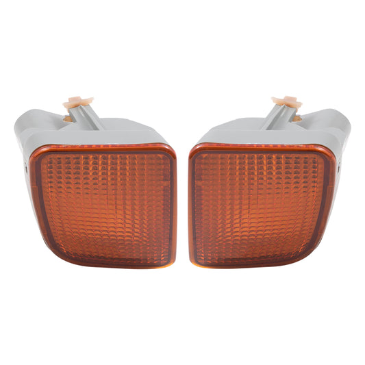 Brock Replacement Driver and Passenger Signal Front Marker Lights Lamps Compatible with 1998-2000 Pickup Truck 8152004010 8151004010