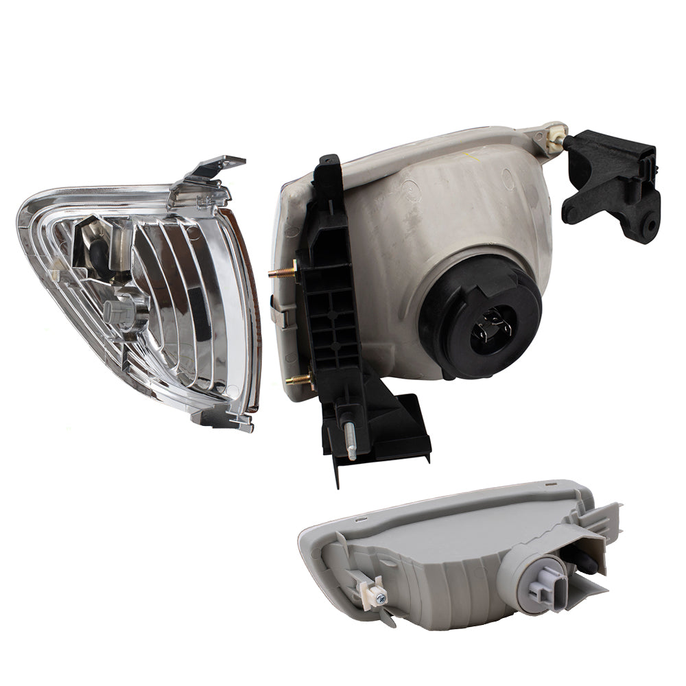 Brock Replacement 6 Pc Headlights with Front & Corner Signal Lamps Compatible with 2001-2004 Tacoma