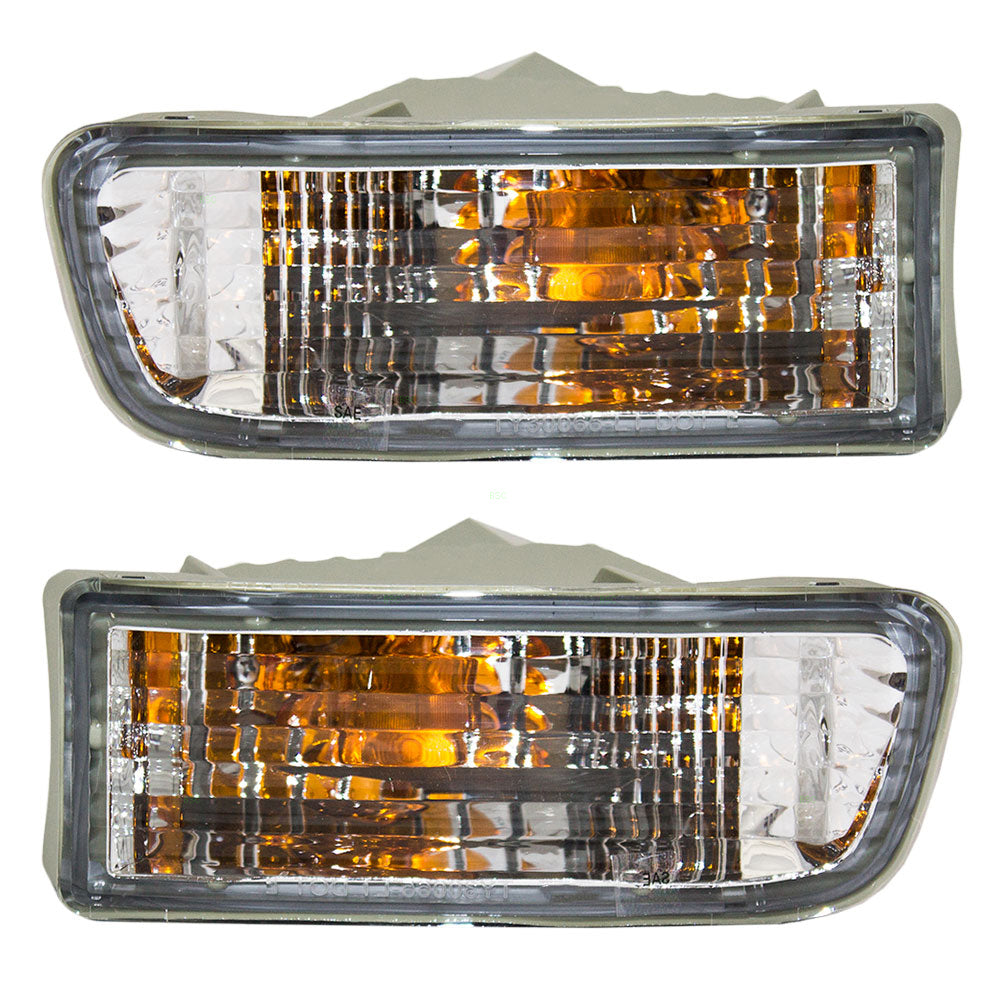 Brock Replacement Driver and Passenger Park Signal Front Marker Lights Lamps Lenses Compatible with 1999-2002 SUV 81520-35250 81510-35260