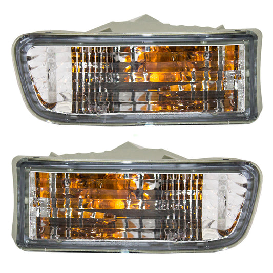 Brock Replacement Driver and Passenger Park Signal Front Marker Lights Lamps Lenses Compatible with 1999-2002 SUV 81520-35250 81510-35260