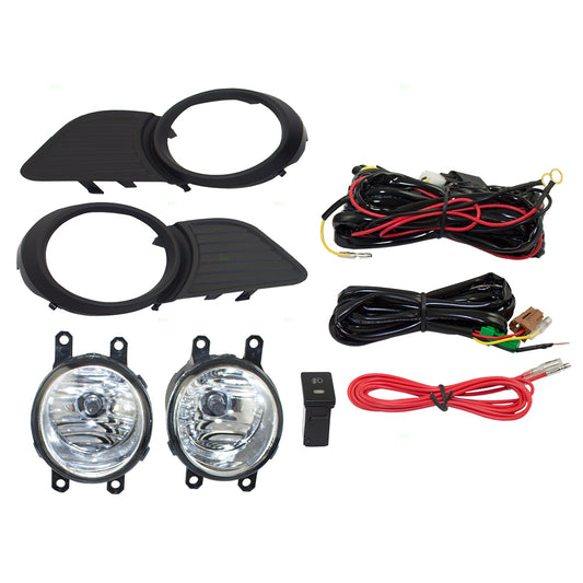 Brock Aftermarket Fog Light Kit w/Bezels - Wiring - Switch Compatible with 2011-2017 Toyota Sienna