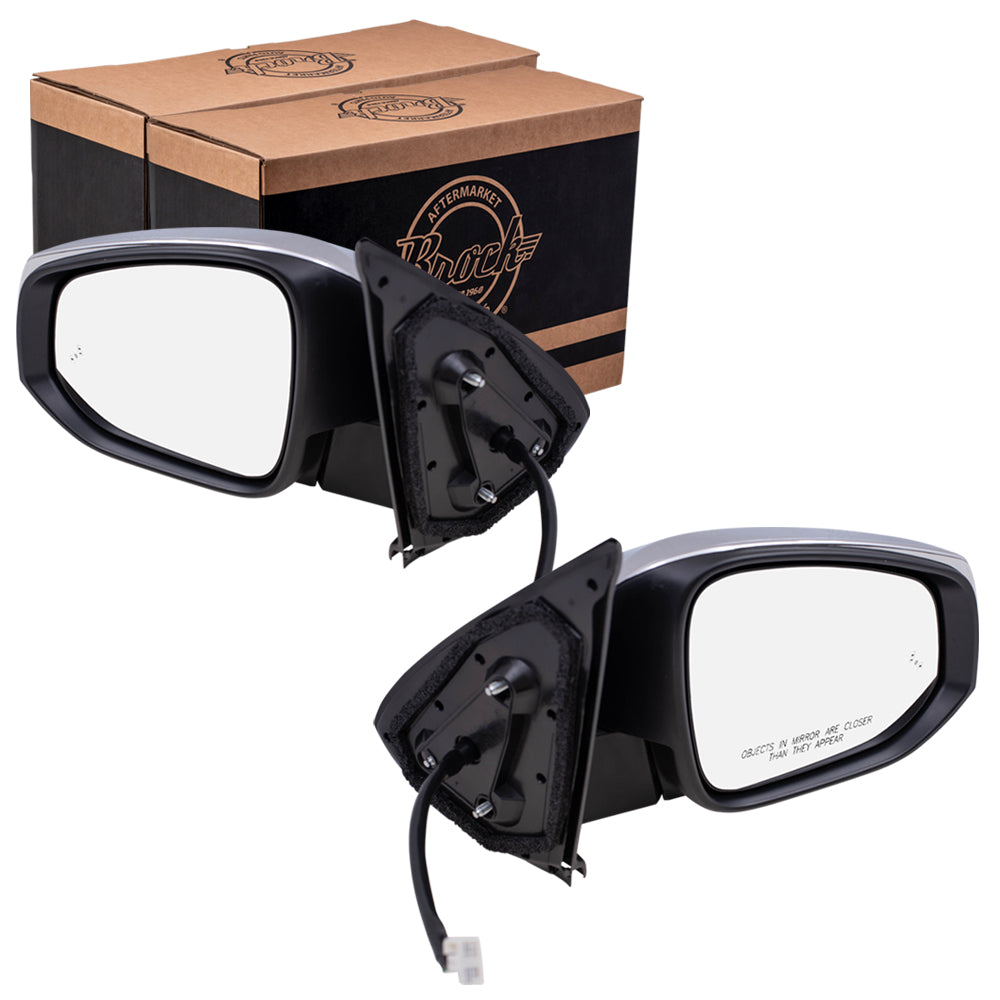 Replacement Set Power Door Mirrors Chrome Cover Heated Signal Blind Spot Detection Compatible with 2016-2020 Tacoma