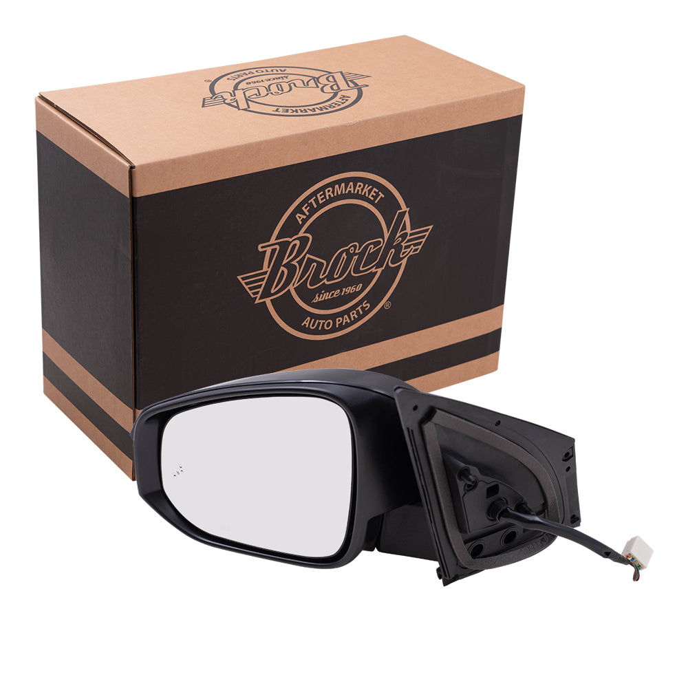 Brock Aftermarket Replacement Driver Left Power Mirror PTM Black With Heat-Signal-Blind Spot Detection Without Camera Compatible With 2015-2018 Toyota RAV4 North America Built From 11/2014