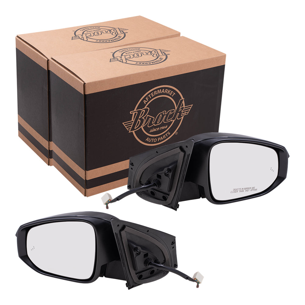 Brock Aftermarket Replacement Driver Left Passenger Right Power Mirror Black With Heat-Signal-Blind Spot Detection Without Camera Compatible With 2015-2018 Toyota RAV4 North America Built From 11/2014