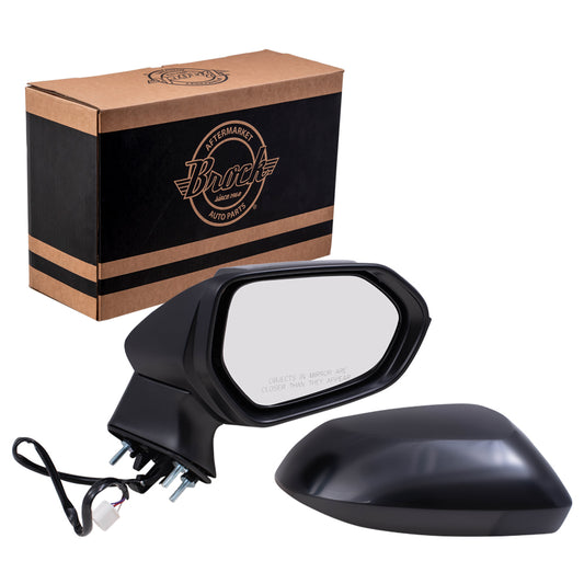 Brock Replacement Passenger Side Power Mirror Paint to Match Black with Heat without Signal and Blind Spot Detection Compatible with 2020 Toyota Corolla Sedan JAPAN BUILT