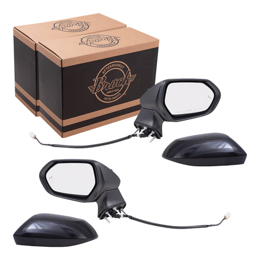 Brock Replacement Driver and Passenger Side Power Mirrors Paint to Match Black with Heat, Signal & Blind Spot Detection Compatible with 2019-2021 Corolla Hatchback & 2020 Corolla Sedan