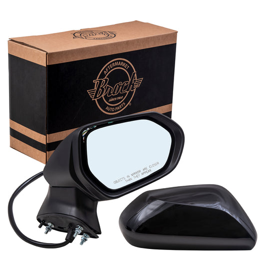 Brock Aftermarket Replacement Passenger Right Power Mirror With Heat-Signal- Camera Paint To Match Black Compatible With 2018-2020 Toyota Camry North America Built