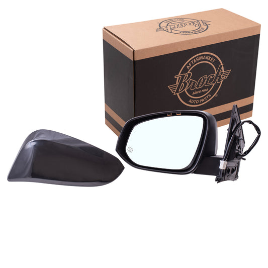 Brock Aftermarket Replacement Driver Left Power Mirror With Heat-Signal-Blind Spot Detection-Camera Paint To Match Black Compatible With 2016-2018 Toyota RAV4 Japan Built