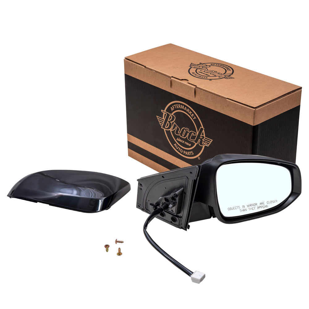 Brock Aftermarket Replacement Passenger Right Power Mirror With Heat-Signal-Blind Spot Detection-Camera Paint To Match Black Compatible With 2016-2018 Toyota RAV4 North America Built