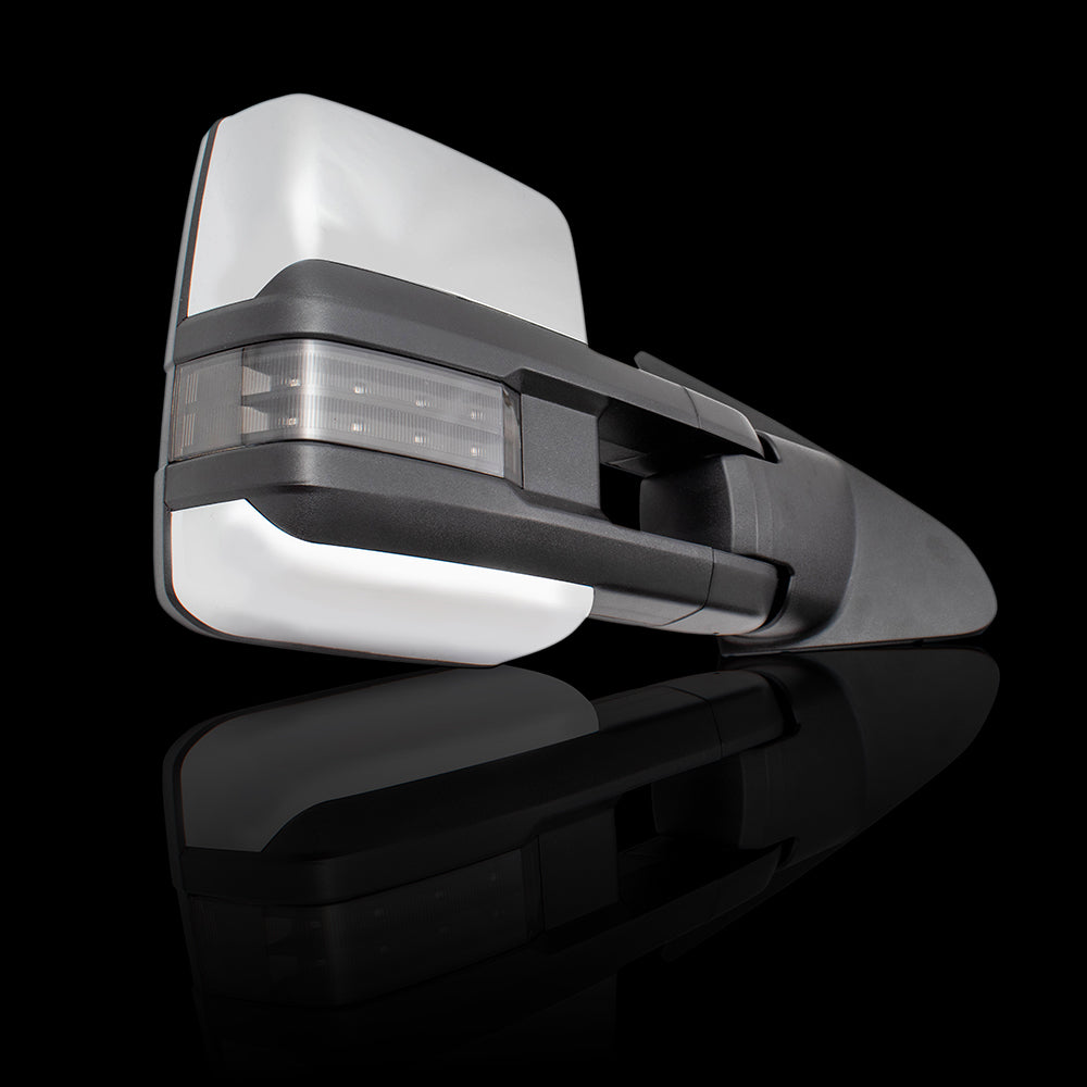 Brock Pair Set Performance Upgrade Towing Mirrors Power Chrome Heated Clearance Lamp Blind Spot Detection Smoke External Signal & Signal in Glass for 07-18 Toyota Tundra Pickup Truck