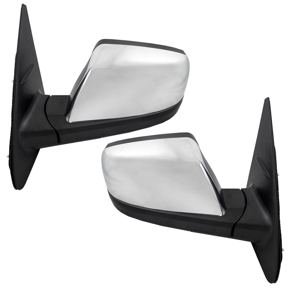 Brock Replacement Pair Set Power Side View Mirrors Heated Chrome Compatible with 14-18 Tundra Pickup Truck 879400C490 879100C470