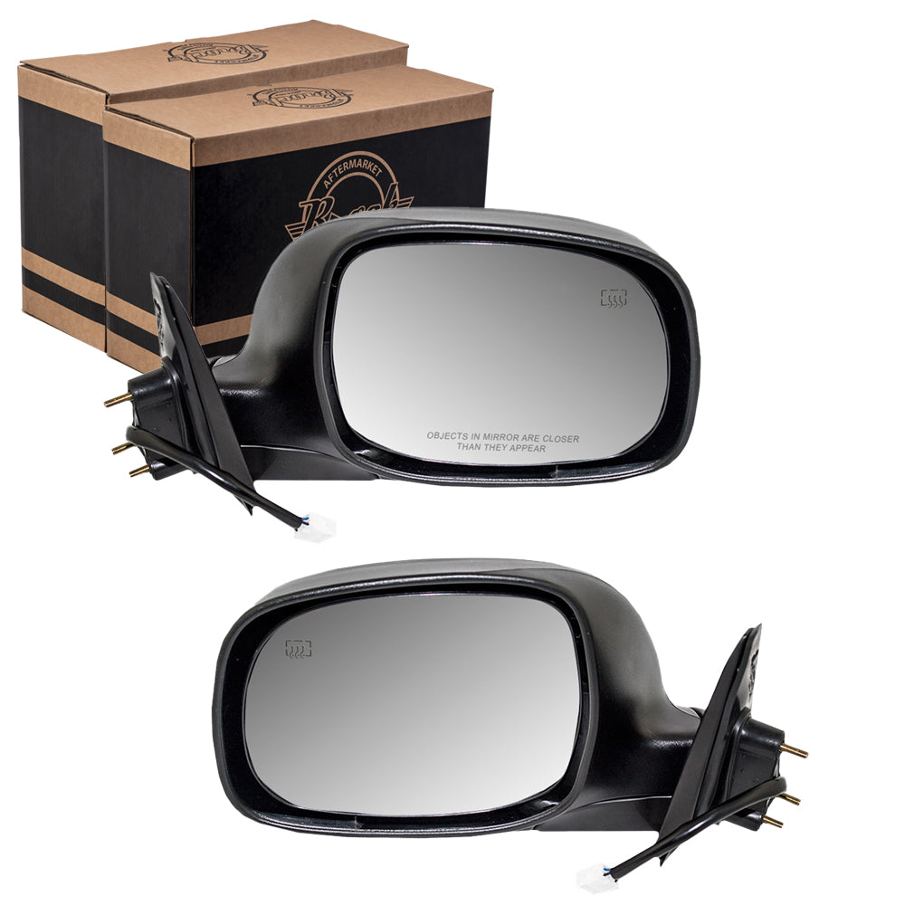 Brock Replacement Driver and Passenger Power Side View Mirrors Heated w/ Chrome Covers Compatible with 2003-2004 Tundra 879400C100 879100C110