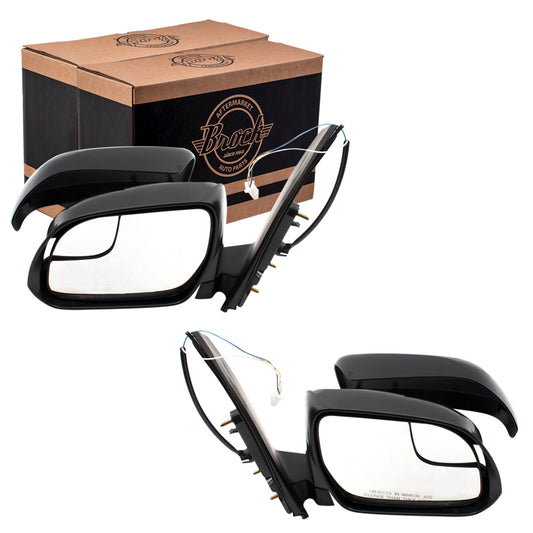 Brock Replacement Pair Set Power Side View Mirrors Spotter Glass Textured Compatible with 2015-2018 Sienna Van 8794008140 TO1320338 8791008140 TO1321338