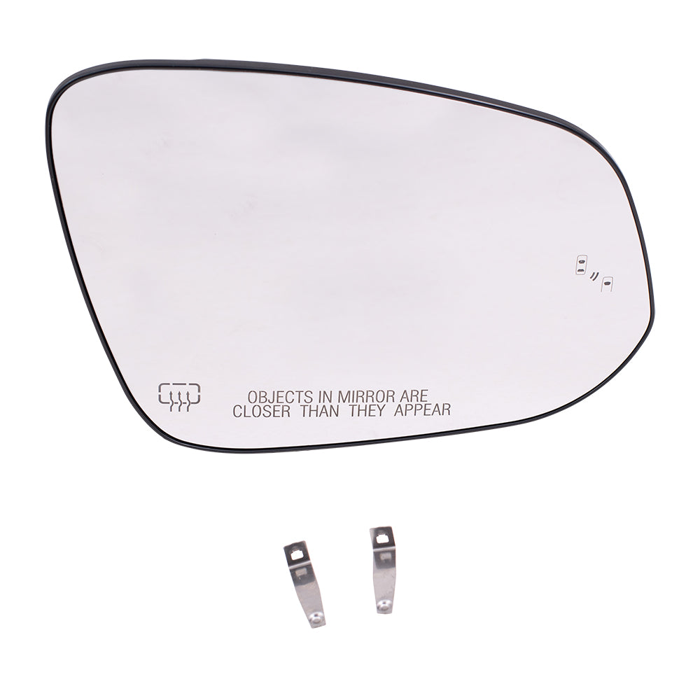 Brock Aftermarket Replacement Passenger Right Mirror Glass and Base with Blind Spot Detection Compatible with 2014-2019 Toyota Highlander