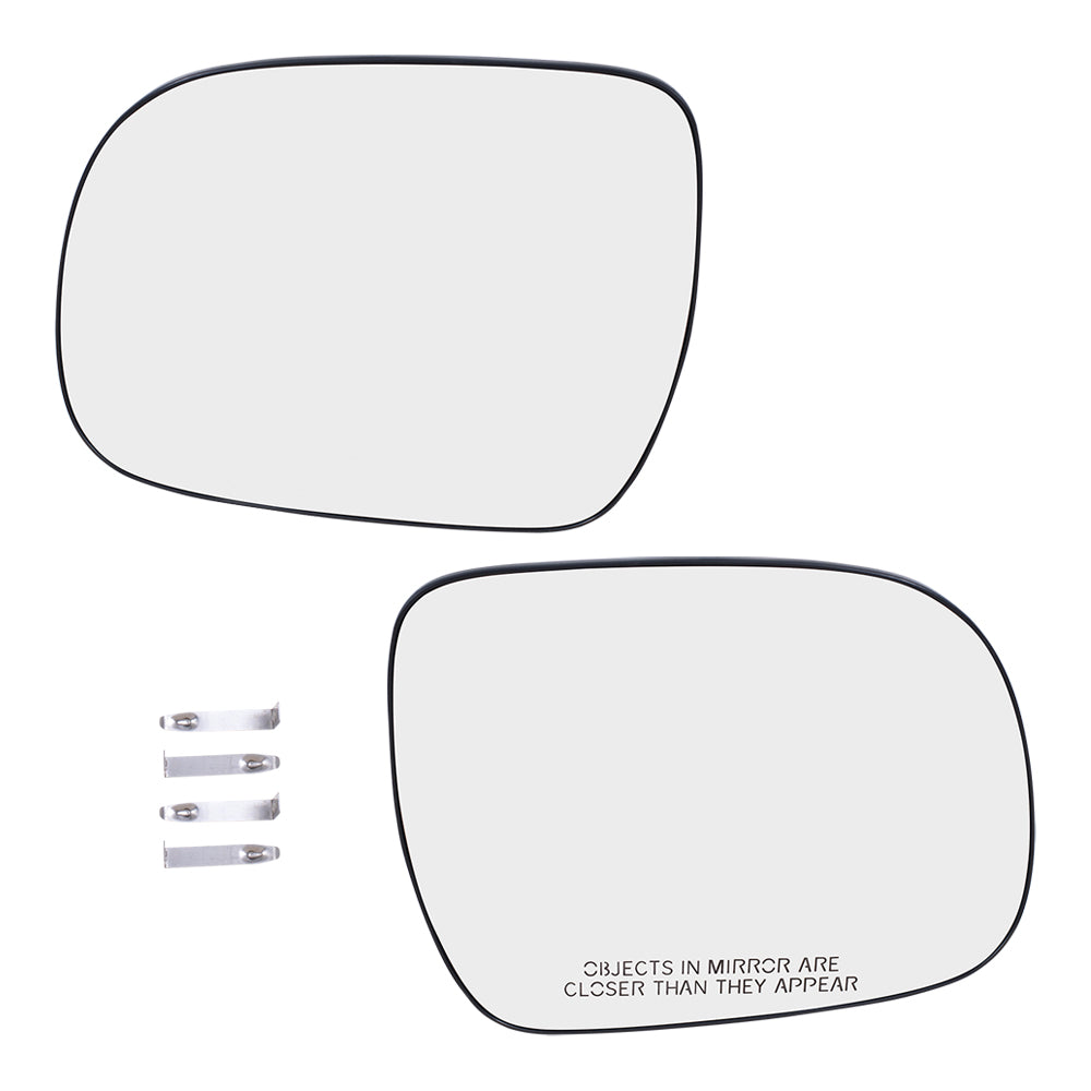 Brock Aftermarket Replacement Part Driver and Passenger Side Mirror Glass and Base without Heat Set Compatible with 2005-2011 Toyota Tacoma